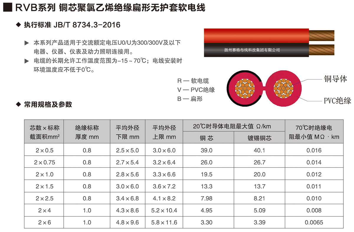 08-RVB系列銅芯聚氯乙烯絕緣扁形無(wú)護(hù)套軟電線-詳情